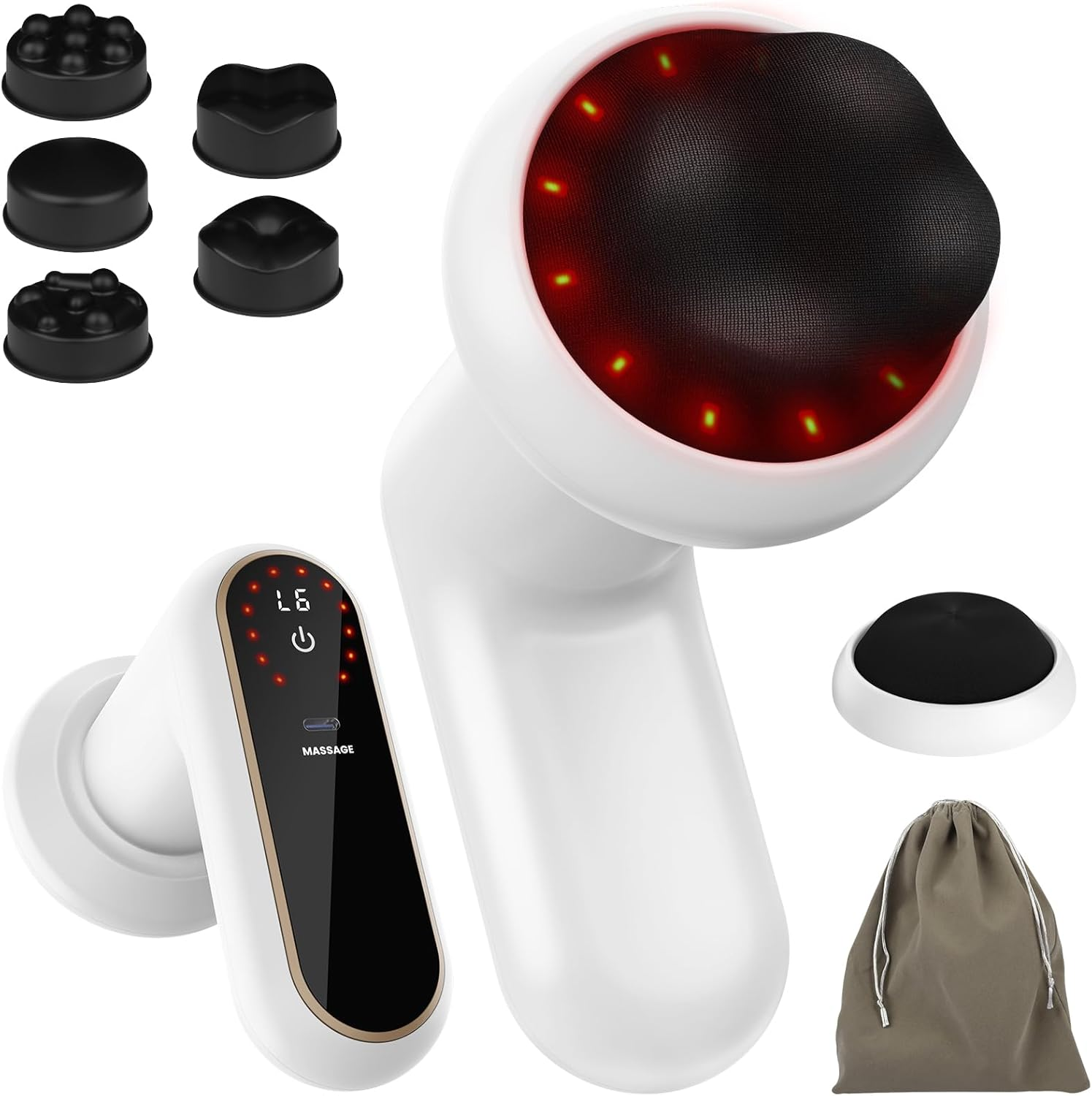 Masseur Anti Cellulite Électrique - Rechargeable Appareil Massage Cellulite 6 Niveaux 3 Modes 5 Têtes Massage 1 Housse en Tissu Remplaçable Pour Remodelage et Perte de Poids Corps Jambes Ventre Bras